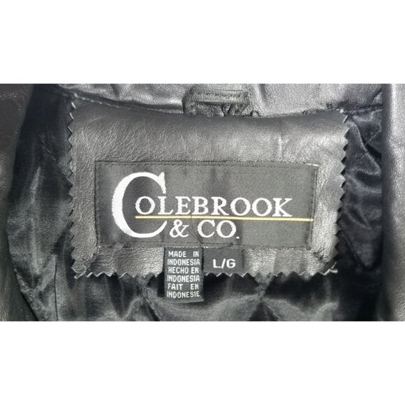 Colebrook & Co. Black Leather Lined Trench Coat Women's L Biker Goth Western - Picture 4 of 16